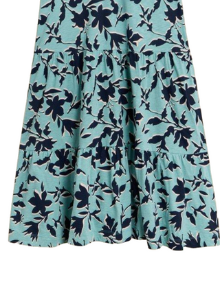 Women's Clara Cotton Jersey Tiered Dress in Teal Print