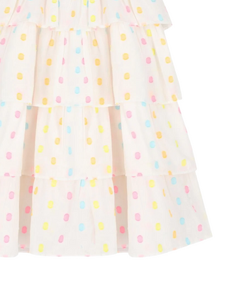 BILLIEBLUSH Girls Sleeveless Multi Polka Dot layered Dress in Ivory