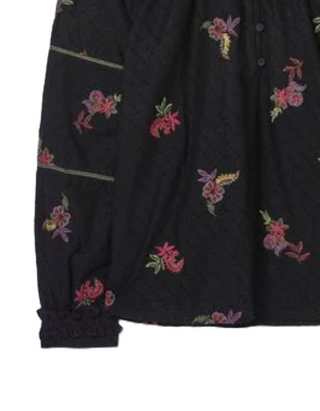 Women's Long Sleeve Chessie Embroidered Blouse in Black