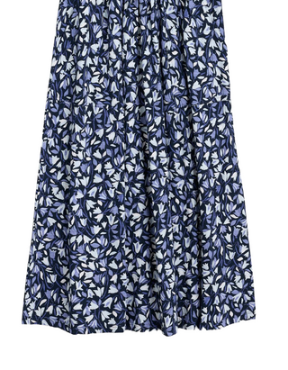 Women's Long Sleeve Mainland Jersey Dress in Meadow Harebells Maritime Navy