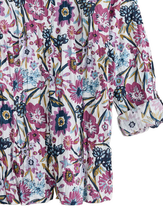 Women's Cotton Larissa Shirt in Floral Terrain Chalk