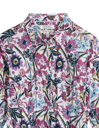 Women's Cotton Larissa Shirt in Floral Terrain Chalk