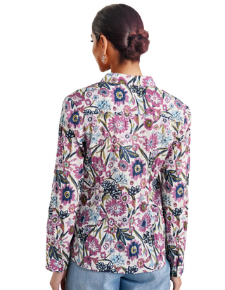 Women's Cotton Larissa Shirt in Floral Terrain Chalk