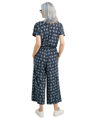 Women's Short Sleeve Westlight Jumpsuit in Navy Dandelion Head Maritime