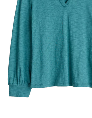 Women's Owles Point V-Neck Jersey Shirt in Teal Wreckag