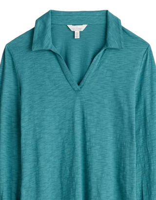 Women's Owles Point V-Neck Jersey Shirt in Teal Wreckag