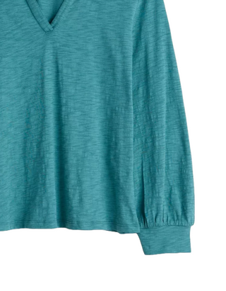 Women's Owles Point V-Neck Jersey Shirt in Teal Wreckag