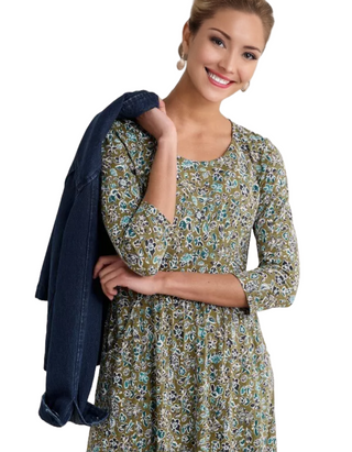 Women's Enor 3/4 Sleeve Dressin Green Shore Flora Creek