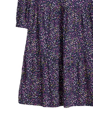 Women's Heron Dip Tiered Jersey Dress in Navy Dotted Pabble
