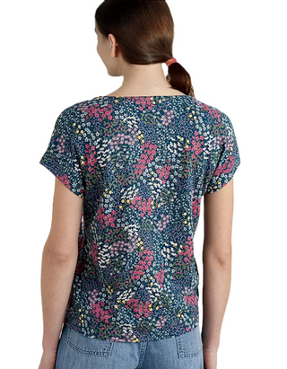 Women's Short Sleeve Studio Glass V-neck Jersey Top in Coastal Meist