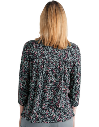 Women's River's End Jersey Top in Black Ceramic Floral On