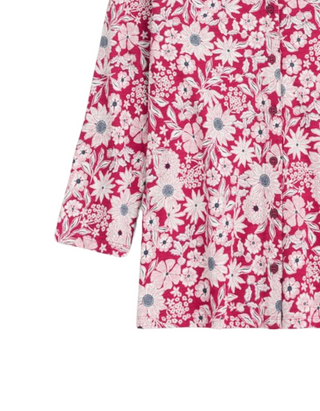 Women's 3/4 Studio Glass Blouse in Pink Pattern Flower Charm