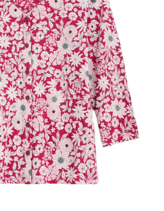 Women's 3/4 Studio Glass Blouse in Pink Pattern Flower Charm