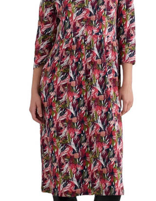 Women's 3/4 Sleeve Sea Strewn Midi Dress in Towan Grasses Maritime