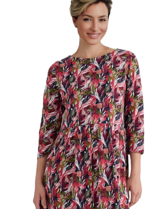 Women's 3/4 Sleeve Sea Strewn Midi Dress in Towan Grasses Maritime