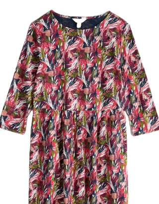 Women's 3/4 Sleeve Sea Strewn Midi Dress in Towan Grasses Maritime