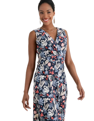 Women's Beach Glass Maxi Dress in Navy Collaged Sea Mar