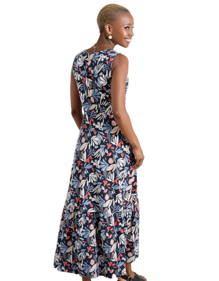 Women's Beach Glass Maxi Dress in Navy Collaged Sea Mar
