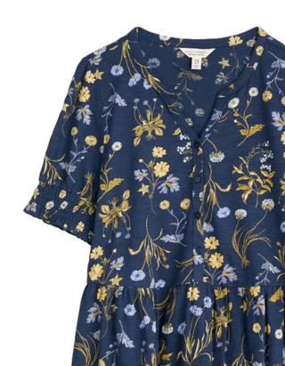 Women's Rame Organic Cotton Jersey Tunic in Navy Botanical