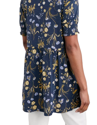 Women's Rame Organic Cotton Jersey Tunic in Navy Botanical