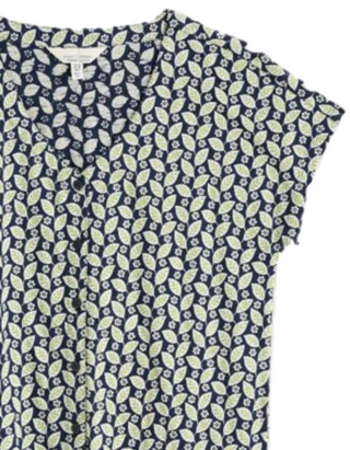 Women's Studio Glass V-neck Jersey Top Climbing Leaf Maritime