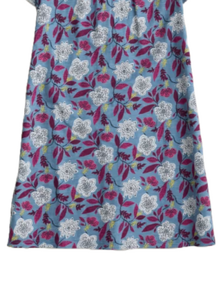 Women's Countryside Print Jersey Tunic in Blue Stone Flower Saltwater