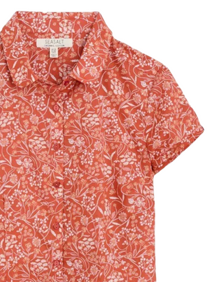Women's Short Sleeve Rushmaker Shirt in Sketched Floral Orange