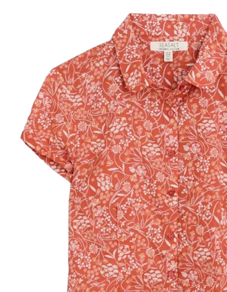 Women's Short Sleeve Rushmaker Shirt in Sketched Floral Orange