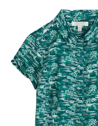 Women's Short Sleeve Rushmaker Shirt in Tea Helford Boats