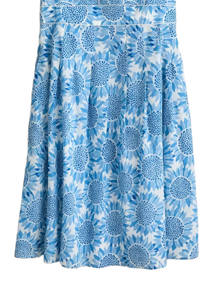 Women's Sleeveless Villa Garden Dress in Blue Sunflower