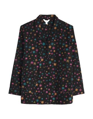 Women's Pyjamas Simple Stars Flannel Pyjamas in Black Snow Star