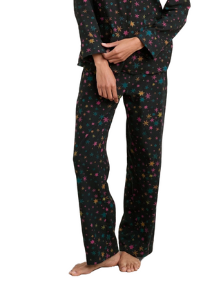 Women's Pyjamas Simple Stars Flannel Pyjamas in Black Snow Star