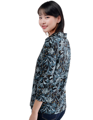 Women's 3/4 Sleeve Jersey Wavecrest Shirt in Blue