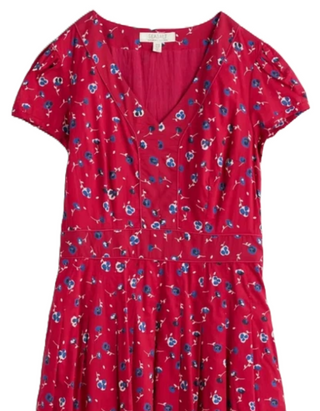 Women's Short Sleeve Villa Garden Tea Dress in Dahila Red