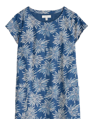 Women's River Cove Shift Dress in Sea Flower Dark Blue