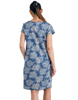 Women's River Cove Shift Dress in Sea Flower Dark Blue
