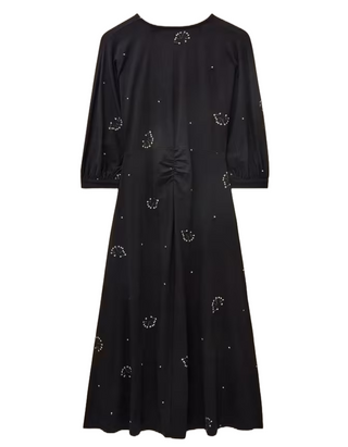 Women's Megan Embroidered Jersey Dress in Black Mlt