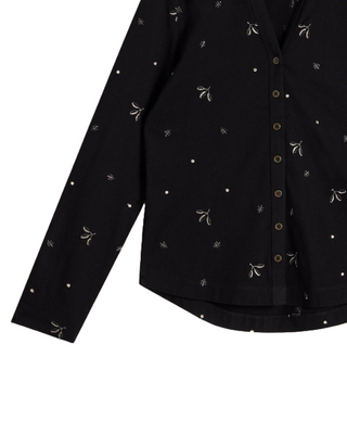 Women's Annie Embroidered Collared Shirt in Black MULTI