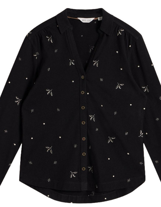 Women's Annie Embroidered Collared Shirt in Black MULTI