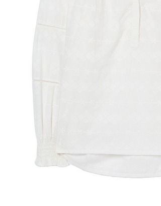 Women's Natural Poppy Embroidered Blouse in Ivory