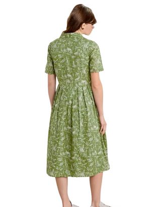 Women's Cotton Charlotte Dress in Marshland Birds Dark C