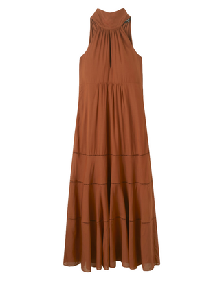 Cotton Voile Halterneck Full-Length Dress