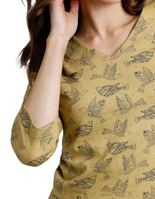 Women's Nanaimo Eco 3/4 Sleeve Top in Antique Moss