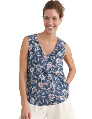 Women's Cobbs Well Sleeveless Top in Linework Floral Pool