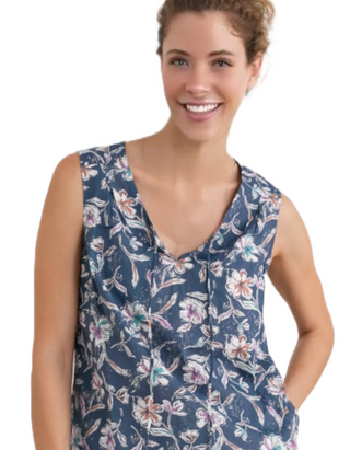 Women's Cobbs Well Sleeveless Top in Linework Floral Pool