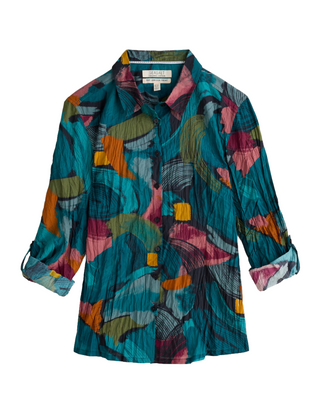 Women's Larissa Organic Cotton Shirt in Lelant Abstract Mix (Imperfect)