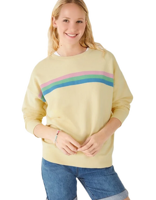 Women's Long Sleeve Aurora Stripe Relaxed Sweatshirt in Yellow Multi (IMPERFECT)