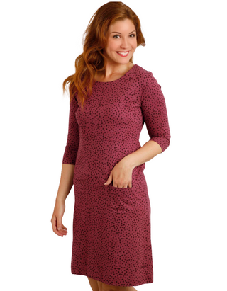 Women's 3/4 Sleeve Moondust Jersey Dress in Mulled Wine