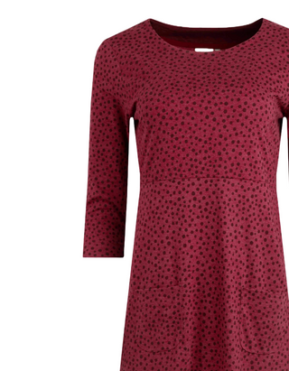 Women's 3/4 Sleeve Moondust Jersey Dress in Mulled Wine