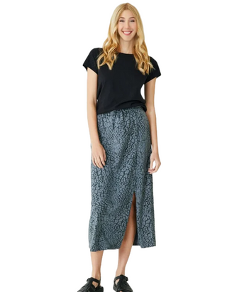 Women's Jay Jersey Midi Skirt in Ombre Leopard Grey